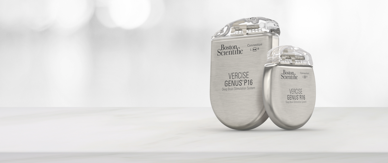 Hirnschrittmacher Vercise™ Genus P16 und R16 von Boston Scientific nebeneinander